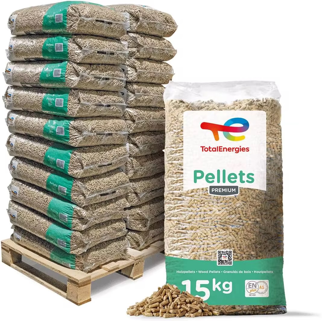 Palette Granulés de Bois TotalEnergies – Premium ENplus A1 – 66 Sacs de 15Kg (990Kg)