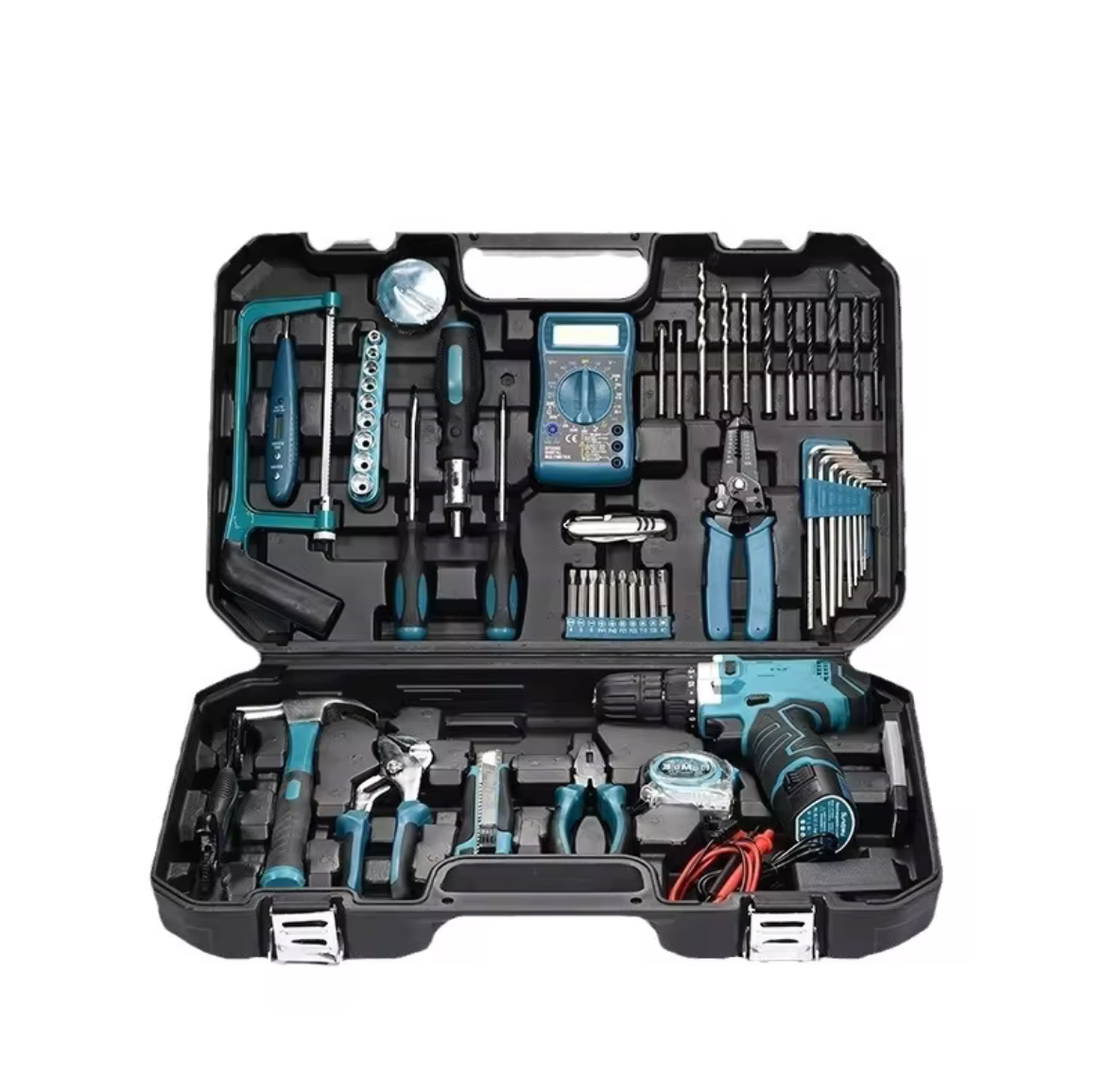 Boîte à outils multifonction complète – Coffret de bricolage avec perceuse, pinces, tournevis et accessoires