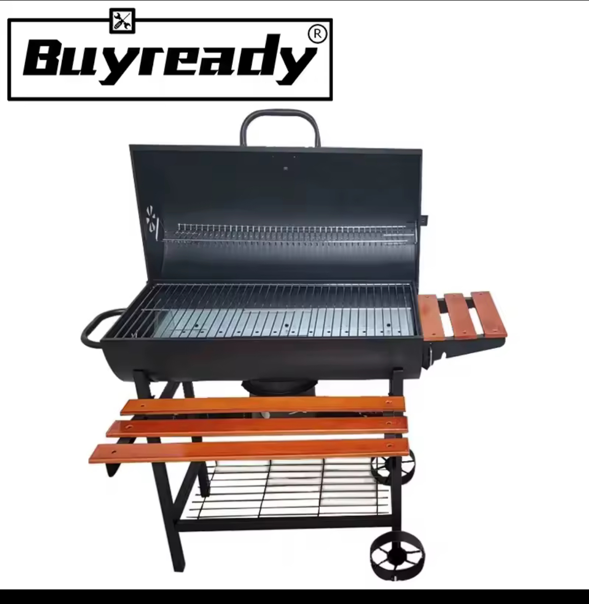 Barbecue à Charbon avec Couvercle et Roues – Grande surface de cuisson – Acier robuste