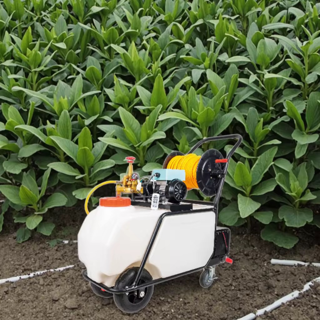 Pulvérisateur Agricole Motorisé sur Chariot – Réservoir avec Tuyau Enrouleur 100 m